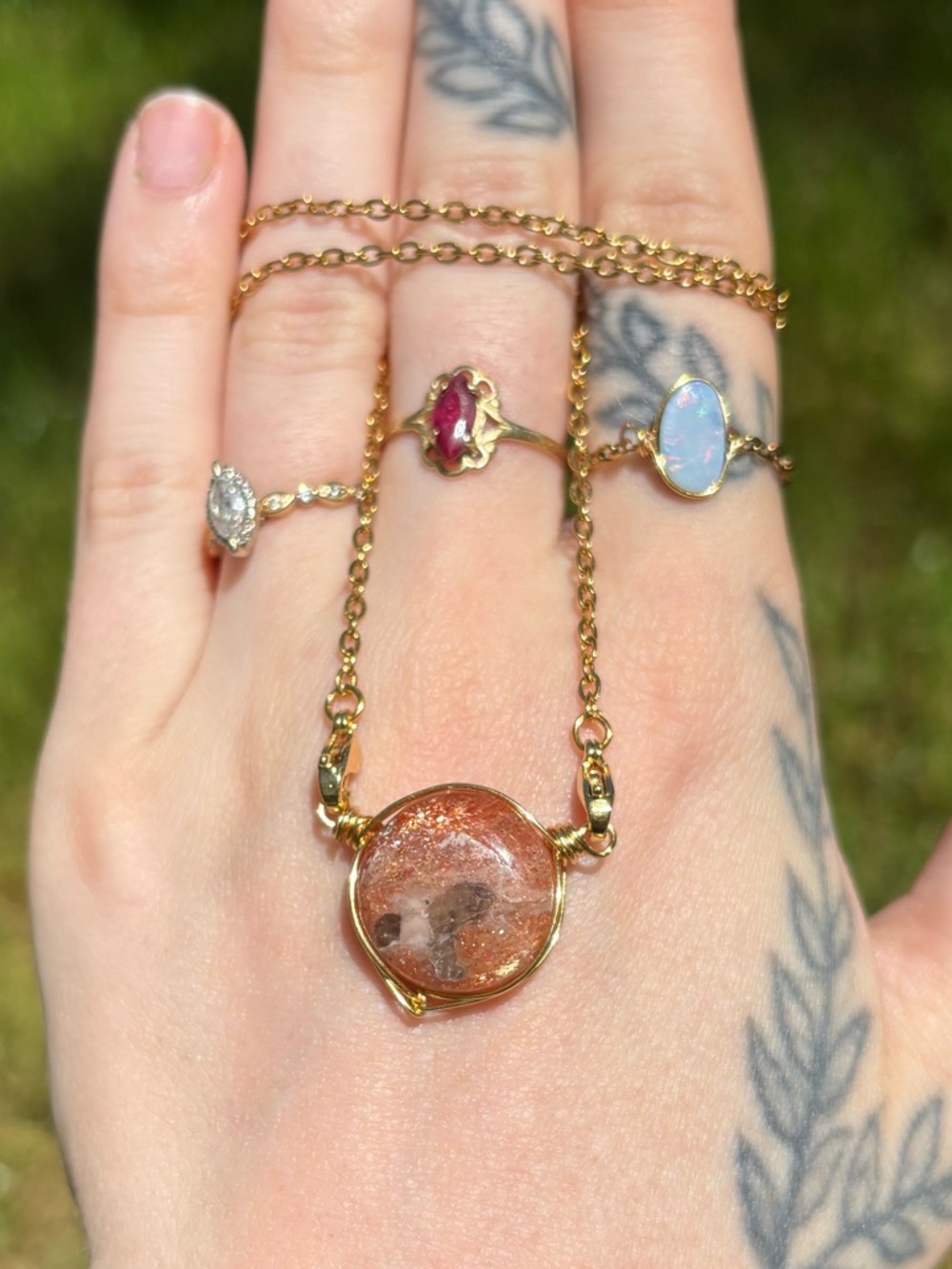 Sunstone interchangeable necklace
